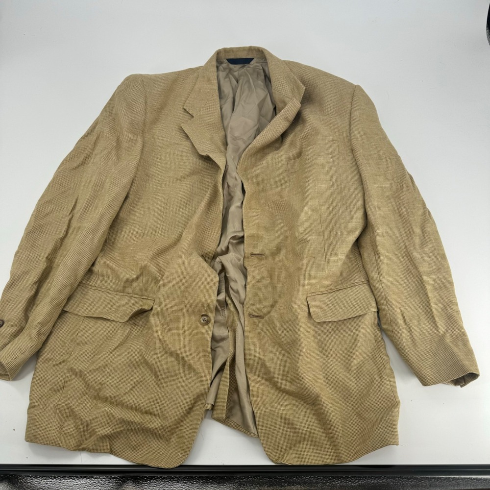 Burberry London Men's Tan Brown Blazer Sport Coat Plaid Pattern‎ - Size 44R